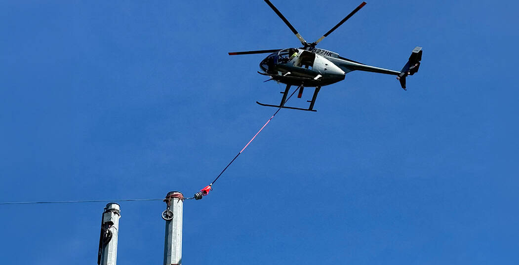 Helicopter Powerline Construction Transmission Line Installation