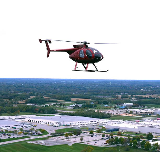 Helicopter Aerial Flight Over Industrial Area