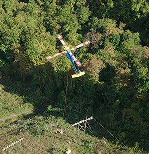 Helicopter Aerial Lift Power Line Work