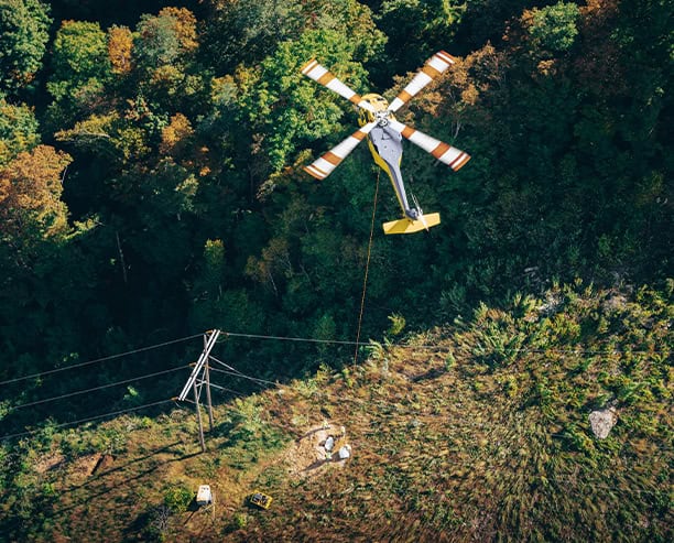 Helicopter Aerial Lift Power Line Work