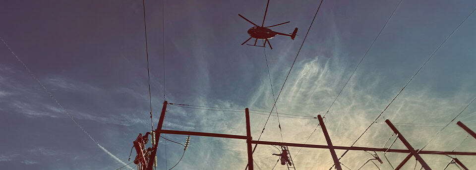 Helicopter Aerial Power Line Construction