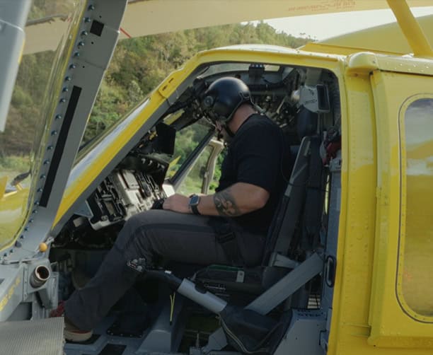 Helicopter Pilot In Cockpit