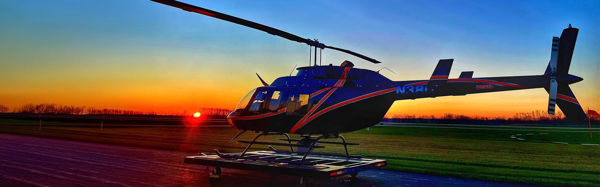 Helicopter Tarmac At Sunset